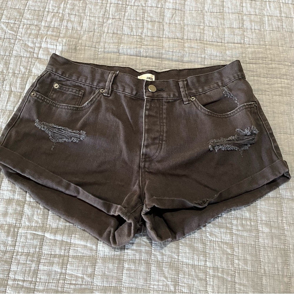 Urban Outfitters Dark Gray Distressed Women Shorts
